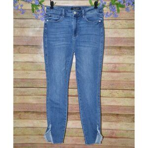 Judy Blue Distressed Ankle Skinny Fit Blue Jeans Size 9/29 Split Raw Hems Casual
